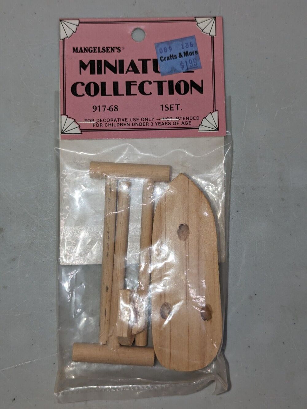 Mangelsen's Miniature Collection Ironing Board Wood Vintage Dollhouse